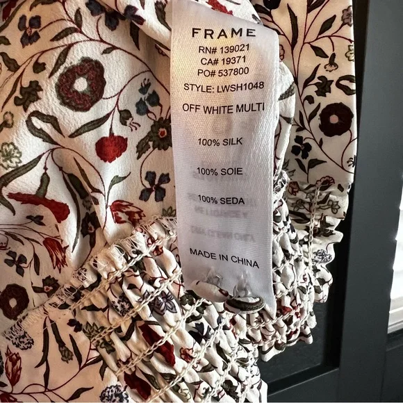 Frame silk Floral Print Smocked Top small - Picture 3 of 7